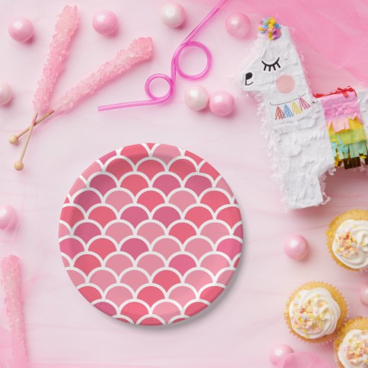 Roze visschaal Afdrukken Papieren Bordje (Feest)