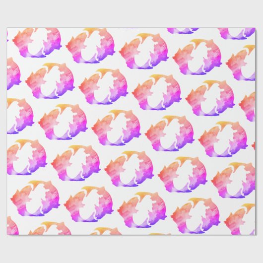 Roze Vissen Astrologie Teken Cadeaupapier (Vlak)