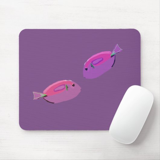Roze vissen l vis Paars Mousepad Muismat (Met muis)