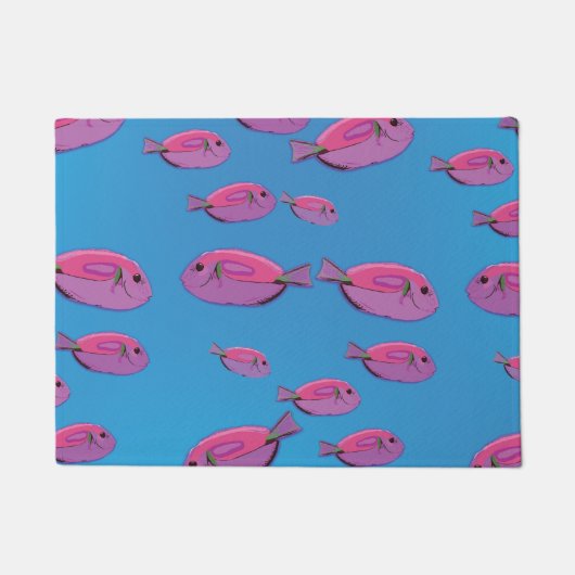 Roze Vissen Oceaan Zwemdeur Mat (Voorkant)