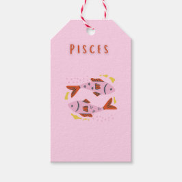 Roze Vissen, sterrenbeeld, sterrenbeeld afdruk Cadeaulabel