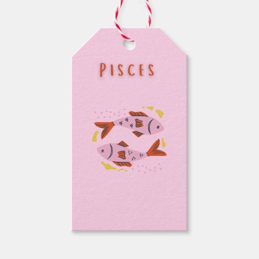 Roze Vissen, sterrenbeeld, sterrenbeeld afdruk Cadeaulabel (Voorkant)