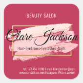 Roze Viva Magenta Golden Vierkante Sticker (Voorkant)