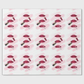 Roze Viva Magenta Lip Makeup Patroon Cadeaupapier (Vlak)