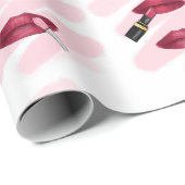 Roze Viva Magenta Lip Makeup Patroon Cadeaupapier (Rol Hoek)