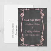 Roze Vlaams Chalkboard Opslaan Briefkaart datum (Voorkant / Achterkant)