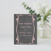 Roze Vlaams Chalkboard Opslaan Briefkaart datum (Staand voorkant)
