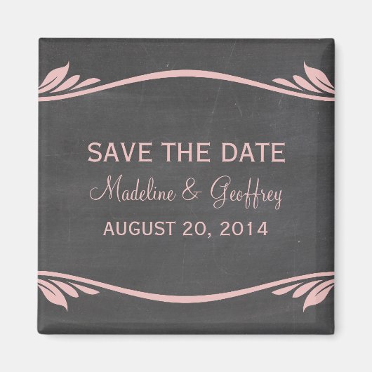 Roze Vlaams Chalkboard sparen de Magnet van de Dat (Voorkant)