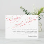 Roze Vlaams Manuscript Wedding Uitnodiging (Staand voorkant)