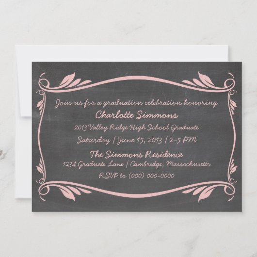 Roze Vlaamse Afstuderen van Chalkboard Kaart (Voorkant)