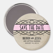 Roze Vlaamse Rand sparen de Magnet Datum (Voorkant / Achterkant)