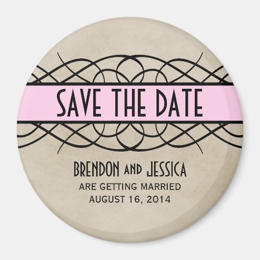 Roze Vlaamse Rand sparen de Magnet Datum (Voorkant)