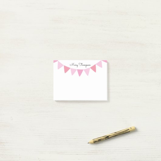 Roze Vlaggenlijn Script Naam Post-it® Notes (Op bureau)