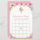 Roze vlakke Baby shower Bingo Game (Voorkant / Achterkant)