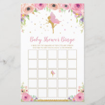 Roze vlakke Baby shower Bingo Game
