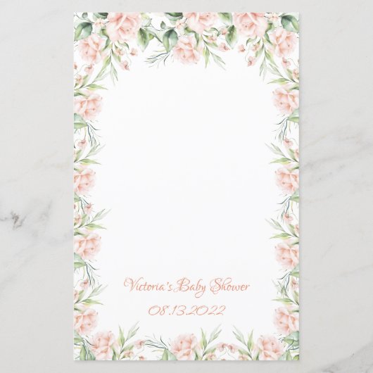 Roze vlakke Baby shower maakt advies mogelijk (Achterkant)