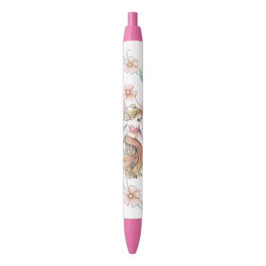 Roze vlakke fantastische kunst zwarte inkt pen (Voorkant Verticaal)