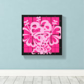 Roze vlakke Florah-ontwerp Canvas Afdruk (Insitu (Houten vloer))