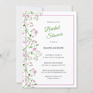Roze vlakke Kaart van Floral Vine Shower