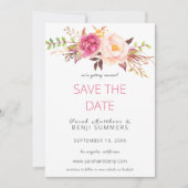 Roze vlakke knop Opslaan Datum of Grote wijziginge Kaart (Voorkant)