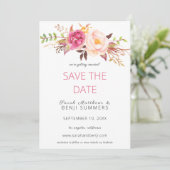 Roze vlakke knop Opslaan Datum of Grote wijziginge Kaart (Staand voorkant)