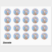 Roze vlakke kunst ronde sticker (Vel)