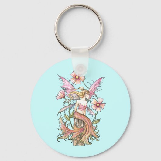 Roze vlakke kunst sleutelhanger (Voorkant)