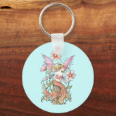 Roze vlakke kunst sleutelhanger (Voorkant)
