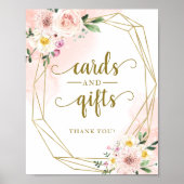 Roze vlakke platte geometrische Kaarten en steunte Poster (Voorkant)