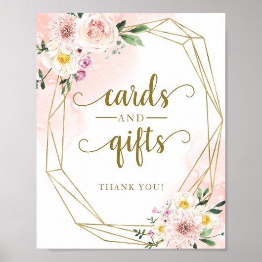 Roze vlakke platte geometrische Kaarten en steunte Poster (Voorkant)