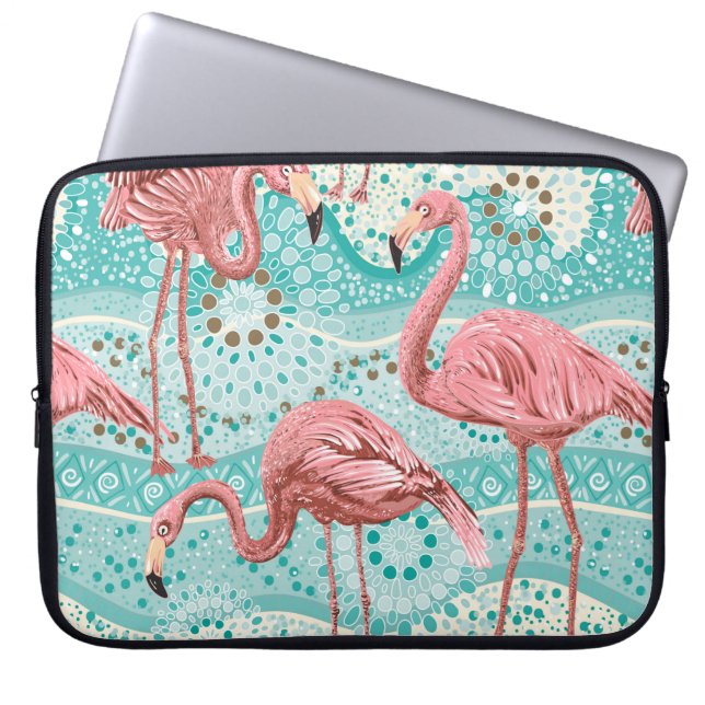 Roze vlam naadloos patroon laptop sleeve (Voorkant)