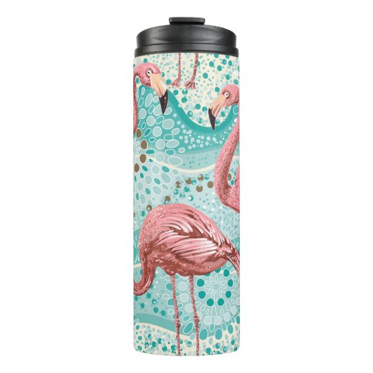 Roze vlam naadloos patroon thermosbeker (Voorkant)