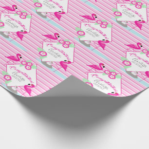 Roze vlamingos baby shower, grafisch papier