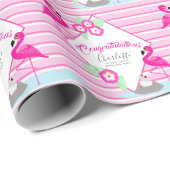 Roze vlamingos baby shower, grafisch papier (Rol Hoek)