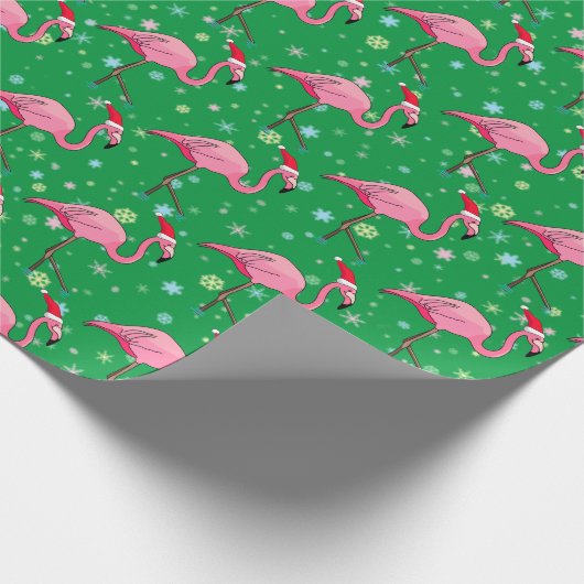 Roze vlamingos in Santa Hats Cadeaupapier (Hoek)