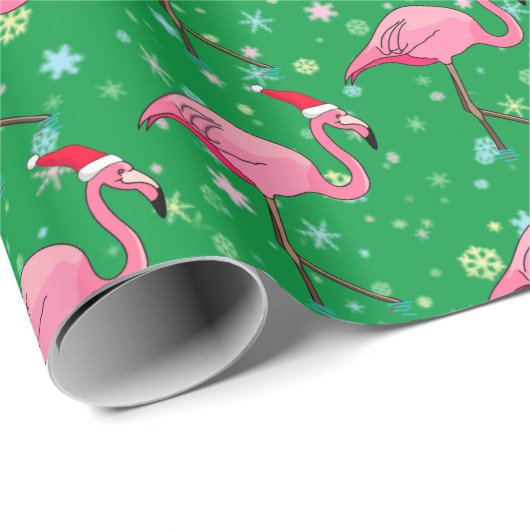 Roze vlamingos in Santa Hats Cadeaupapier (Rol Hoek)