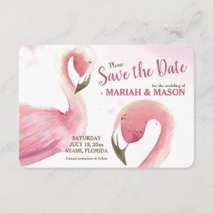 Roze vlamingos Sla de datum-aankondiging op Kaart