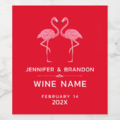 Roze vlamingos uit liefde wijn etiket (Enkel label)