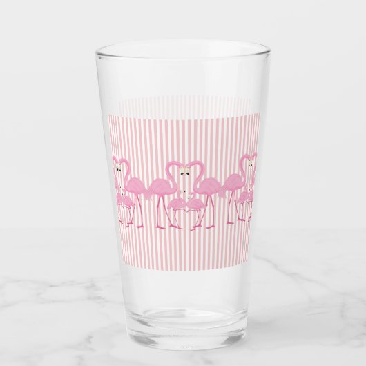 Roze vlamJaren en stripes Drink glas (Voorkant)