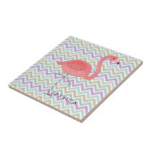 Roze vlamJargon met kleurrijke Chevron Tegeltje (Zijkant)