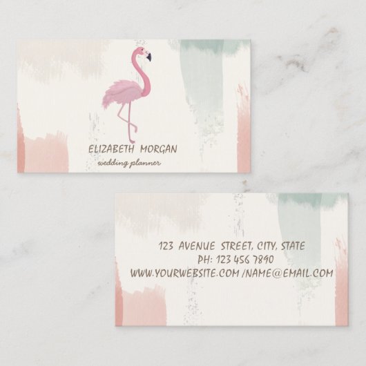 Roze vlamJargon, Waterverf penseelstreek Visitekaartje (Voorkant / Achterkant)