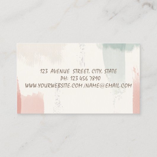 Roze vlamJargon, Waterverf penseelstreek Visitekaartje (Achterkant)