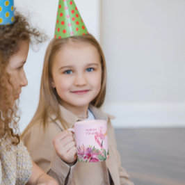 Roze vlamJon en bloemen Koffiemok