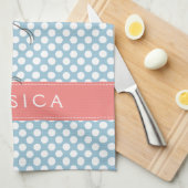 Roze vlamJon met blauw en wit pokadot Theedoek (Quarter Fold)