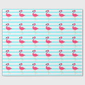 Roze vlamJon op lichte Blauwgroen strepen Cadeaupapier (Vlak)