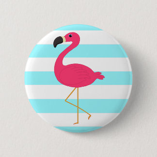 Roze vlamJon op lichte Blauwgroen strepen Ronde Button 5,7 Cm