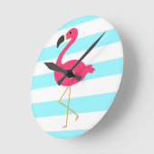 Roze vlamJon op lichte Blauwgroen strepen Ronde Klok (Hoek)