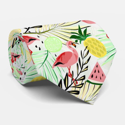 Roze vlamJon, vruchten Stropdas (Opgerold)