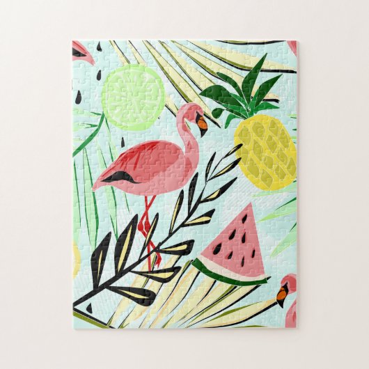 Roze vlammen en vruchten. legpuzzel (Verticaal)