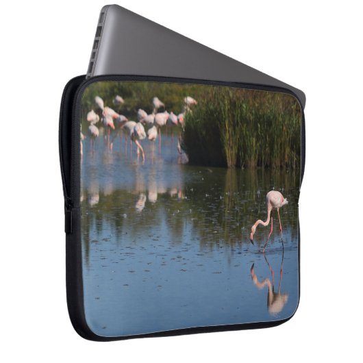 Roze vlamvertragers laptop sleeve (Voorkant Rechts)